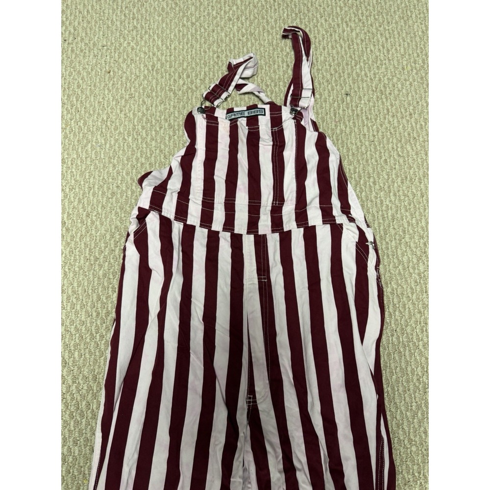 Game Bibs Adult Unisex Overalls XL Maroon White Stripe Fan Gear Tailgate College - Picture 3 of 8